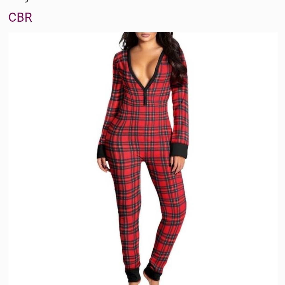 CBR Red and Black Checkered Women's Pajama Onesie